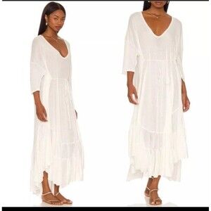 FREE PEOPLE MOVEMENT Sun Seeker Maxi Dress Ivory XS Oversized‎